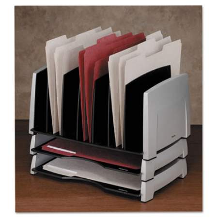 Fellowes Office Suites Side Load Letter Tray, 1 Section, Letter Size Files, 14.81" x 10.31" x 2.5", Black/Silver (8031701)