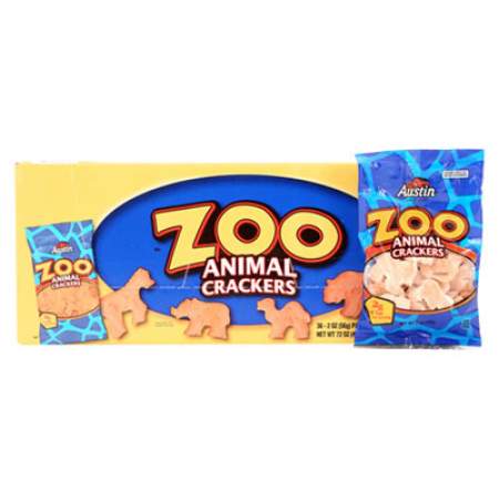Austin Zoo Animal Crackers, Original, 2 oz Pack, 36 Packs/Box (827545)