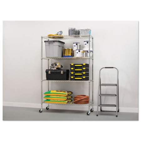 Alera NSF Certified 4-Shelf Wire Shelving Kit with Casters, 48w x 18d x 72h, Silver (SW604818SR)