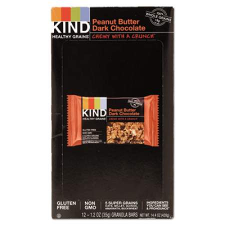 KIND Healthy Grains Bar, Peanut Butter Dark Chocolate, 1.2 oz, 12/Box (18083)