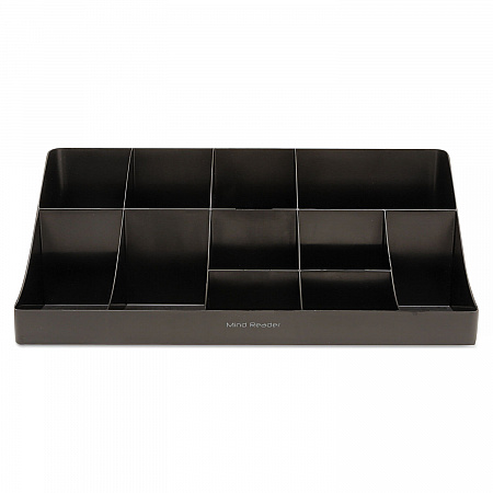 11-Compartment Coffee Condiment Organizer, 18.25 x 6.63 x 9.78, Black (COMORGBLK)