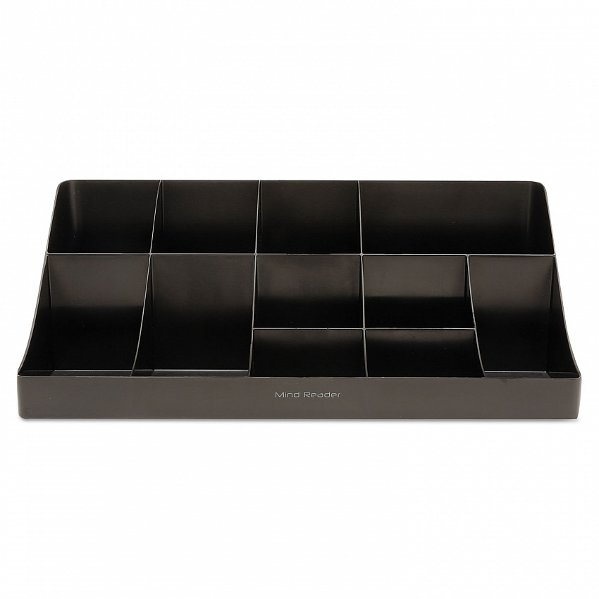 11-Compartment Coffee Condiment Organizer, 18.25 x 6.63 x 9.78, Black (COMORGBLK)