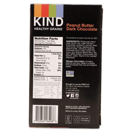 KIND Healthy Grains Bar, Peanut Butter Dark Chocolate, 1.2 oz, 12/Box (18083)