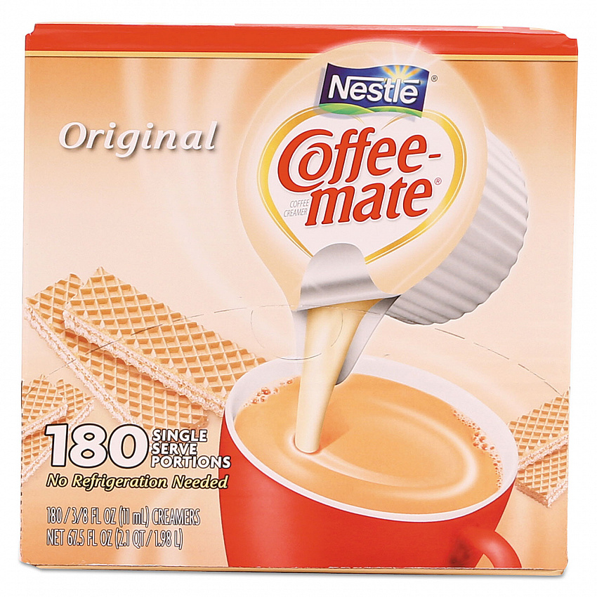 Liquid Coffee Creamer, Original, 0.38 oz Mini Cups, 180/Carton (753032)