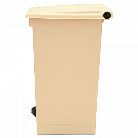Indoor Utility Step-On Waste Container, 12 gal, Plastic, Beige (6144BEI)