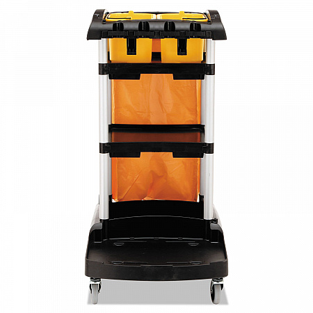 High Capacity Cleaning Cart, Plastic, 4 Shelves, 2 Bins, 21.75