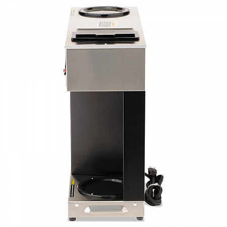 Pour-O-Matic Three-Burner Pour-Over Coffee Brewer, 12-Cup, Stainless Steel, Black (VPS)