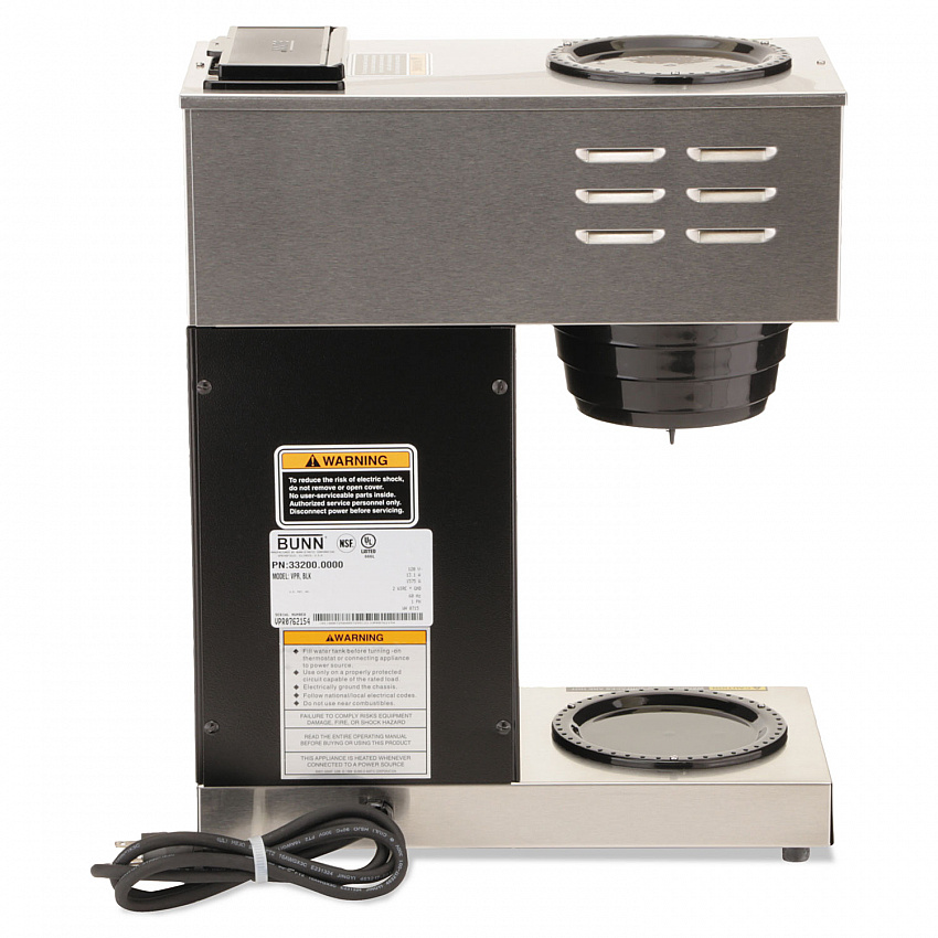 VPR Two Burner Pourover Coffee Brewer, 12-Cup, Stainless Steel, Black (VPR)