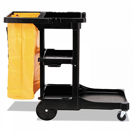 Multi-Shelf Cleaning Cart, Plastic, 4 Shelves, 1 Bin, 20
