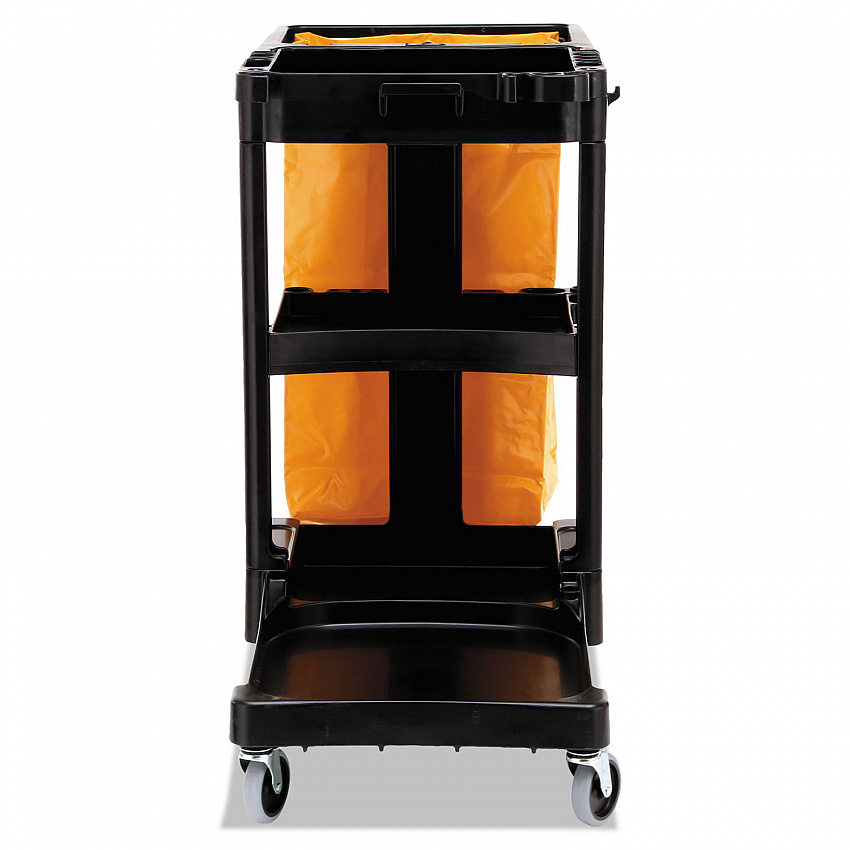 Multi-Shelf Cleaning Cart, Plastic, 4 Shelves, 1 Bin, 20" x 45" x 38.25", Black (617388BK)