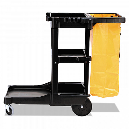 Multi-Shelf Cleaning Cart, Plastic, 4 Shelves, 1 Bin, 20