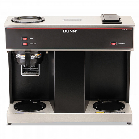 Pour-O-Matic Three-Burner Pour-Over Coffee Brewer, 12-Cup, Stainless Steel, Black (VPS)