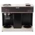 BUNN Pour-O-Matic Three-Burner Pour-Over Coffee Brewer, Stainless Steel, Black (VPS)