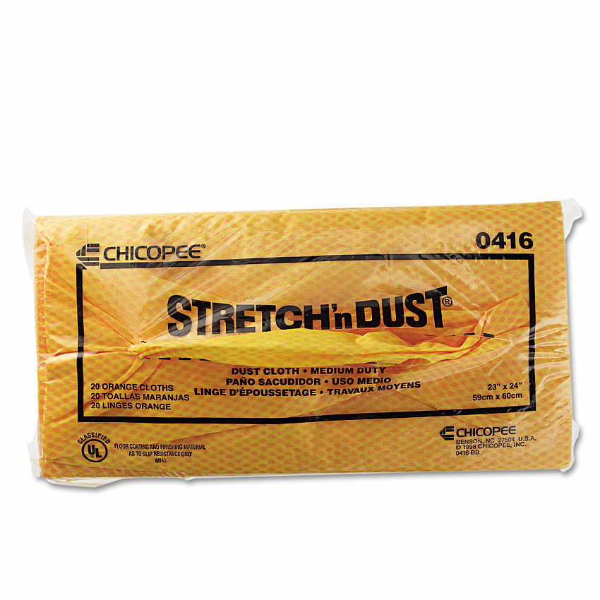 Stretch 'n Dust Cloths, 23.25 x 24, Orange/Yellow, 20/Bag, 5 Bags/Carton (0416)