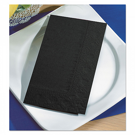 Dinner Napkins, 2-Ply, 15 x 17, Black, 1,000/Carton (180513)