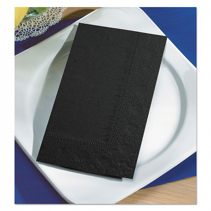 Dinner Napkins, 2-Ply, 15 x 17, Black, 1,000/Carton (180513)