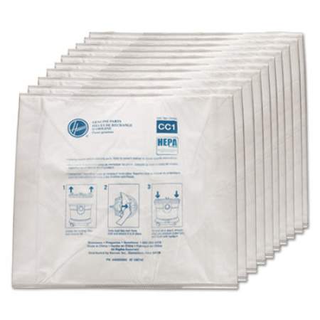 Hoover Commercial Disposable Vacuum Bags, Hepa CC1, 10/Pack (AH10363)