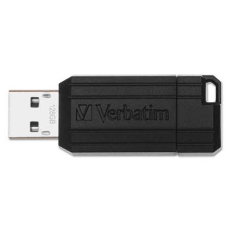Verbatim PinStripe USB Flash Drive, 128 GB, Black (49071)