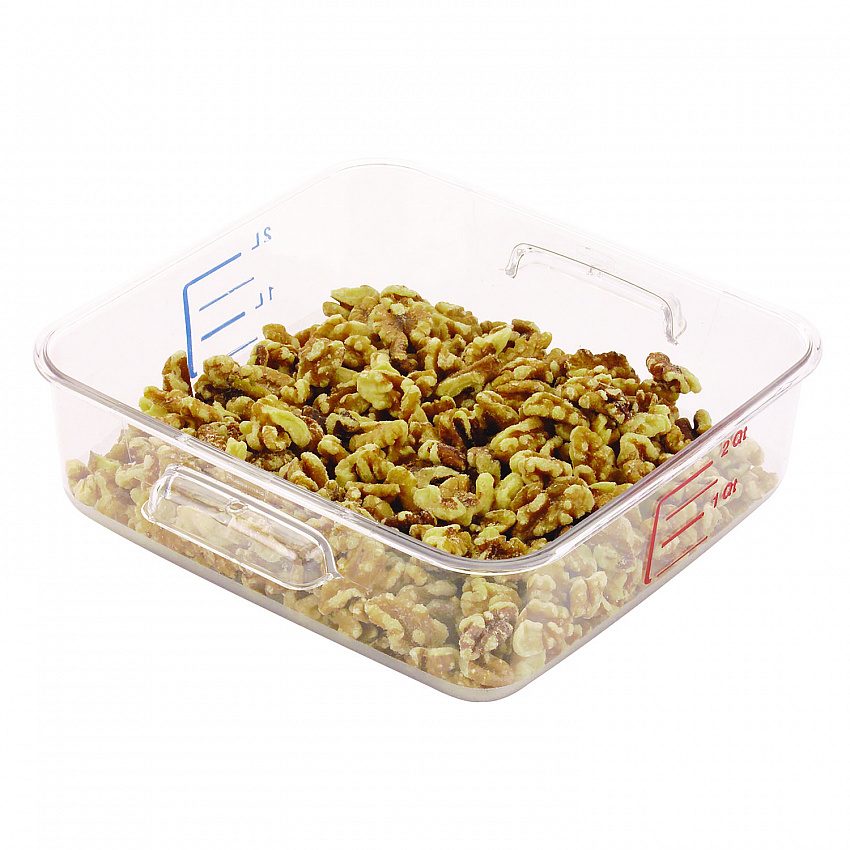 SpaceSaver Square Containers, 2 qt, 8.8 x 8.75 x 2.7, Clear, Plastic (6302CLE)
