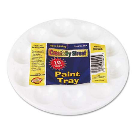 Creativity Street Round Plastic Paint Trays for Classroom, White, 10/Pack (5924)