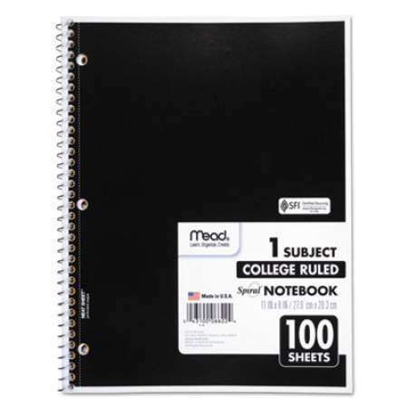 Mead Spiral Notebook, 3-Hole Punched, 1 Subject, Medium/College Rule, Randomly Assorted Covers, 11 x 8, 100 Sheets (06622)