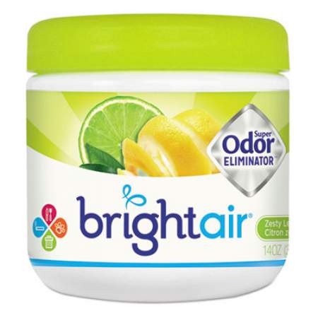 BRIGHT Air Super Odor Eliminator, Zesty Lemon and Lime, 14 oz Jar, 6/Carton (900248)