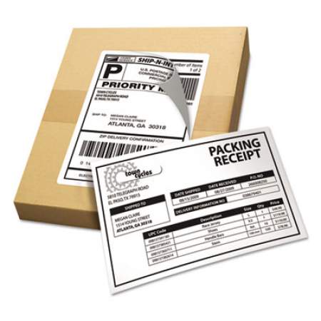 Avery Shipping Labels with Paper Receipt and TrueBlock Technology, Inkjet/Laser Printers, 5.06 x 7.63, White, 50/Pack (5127)