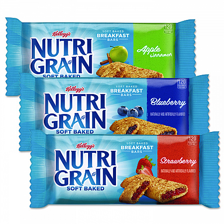 Nutri-Grain Soft Baked Breakfast Bars, Asstd: Apple, Blueberry, Strawberry, 1.3 oz Bar, 48/Carton (05872)