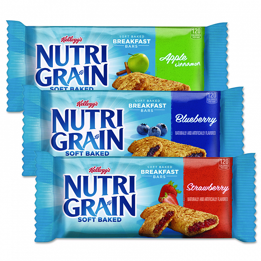 Nutri-Grain Soft Baked Breakfast Bars, Asstd: Apple, Blueberry, Strawberry, 1.3 oz Bar, 48/Carton (05872)