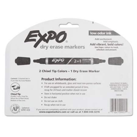 EXPO 2-in-1 Dry Erase Markers, Fine/Broad Chisel Tips, Assorted Primary Colors, 4/Pack (1944655)