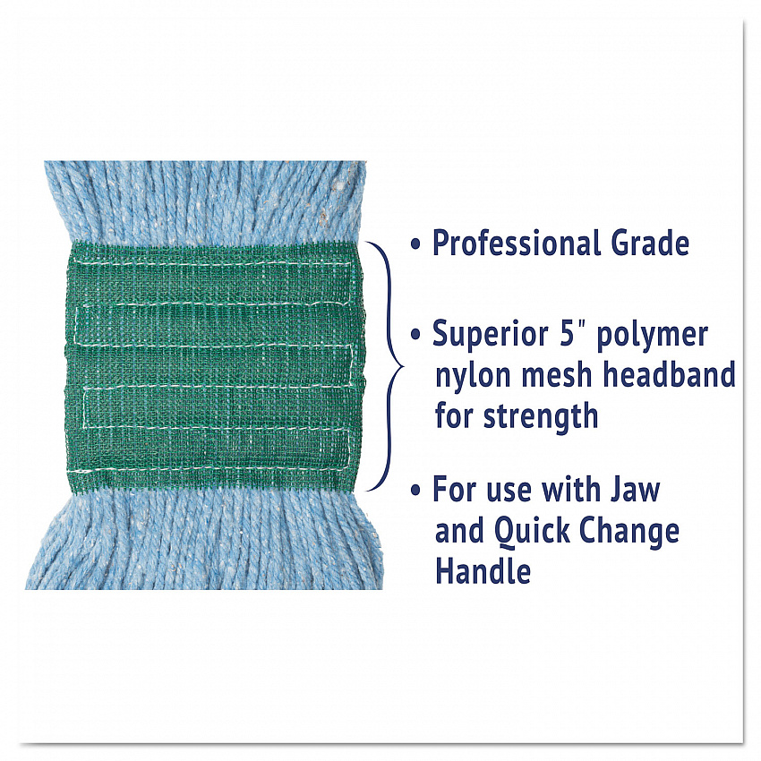 Super Loop Wet Mop Head, Cotton/Synthetic Fiber, 5" Headband, Medium Size, Blue (502BLEA)