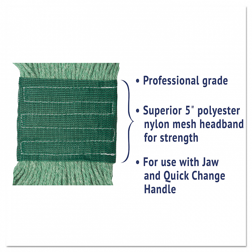 Super Loop Wet Mop Head, Cotton/Synthetic Fiber, 5" Headband, Medium Size, Green (502GNEA)
