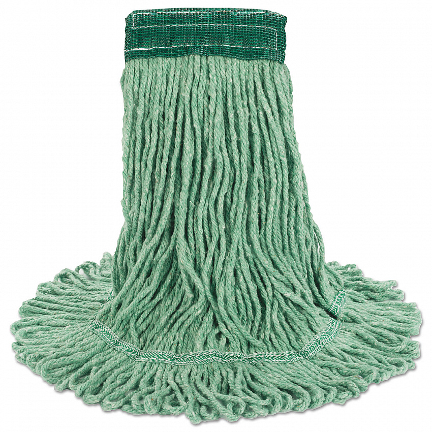 Super Loop Wet Mop Head, Cotton/Synthetic Fiber, 5" Headband, Medium Size, Green, 12/Carton (502GNCT)