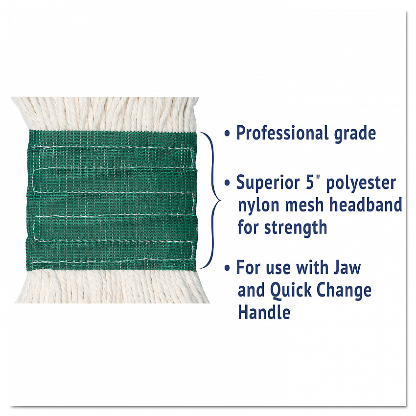 Super Loop Wet Mop Head, Cotton/Synthetic Fiber, 5" Headband, Medium Size, White (502WHEA)