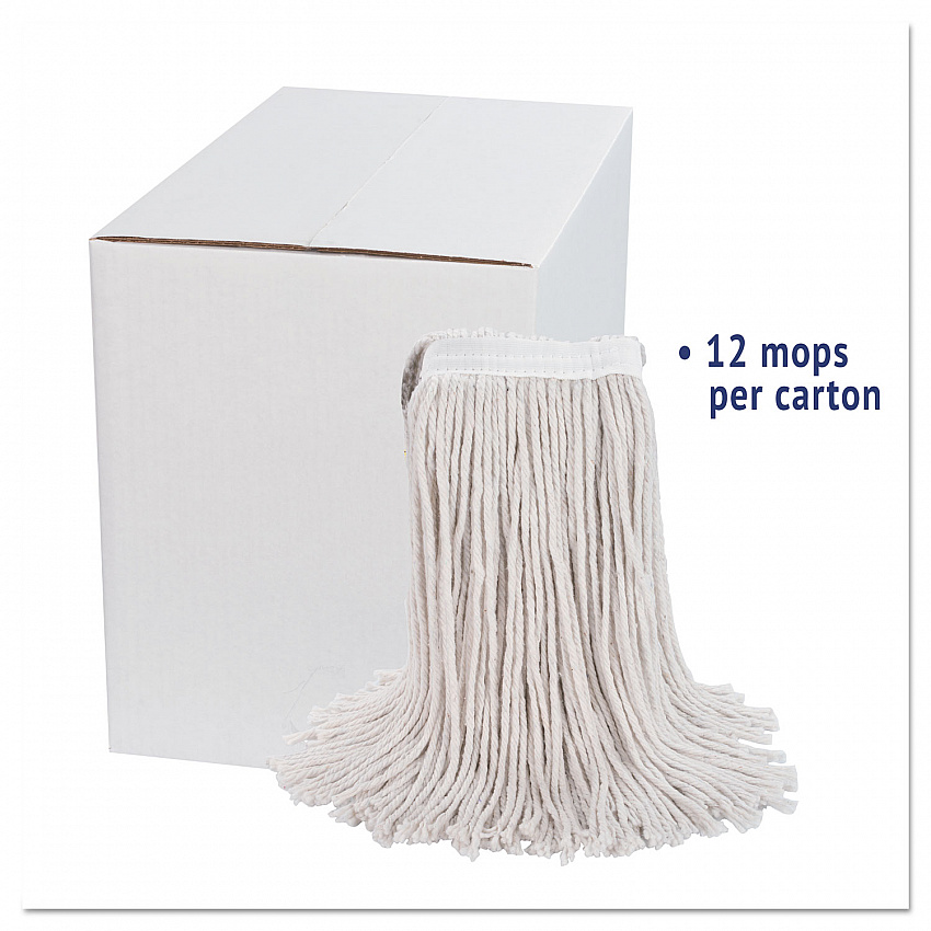 Premium Cut-End Wet Mop Heads, Cotton, 24 oz, White, 12/Carton (224CCT)