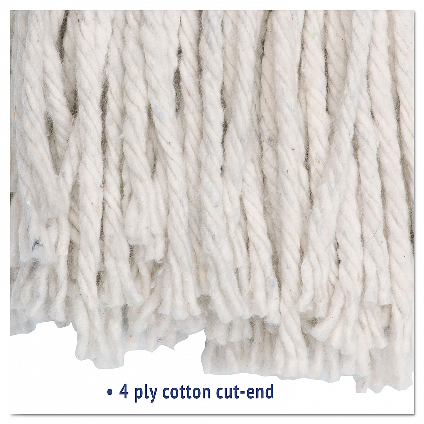 Premium Cut-End Wet Mop Heads, Cotton, 24 oz, White, 12/Carton (224CCT)