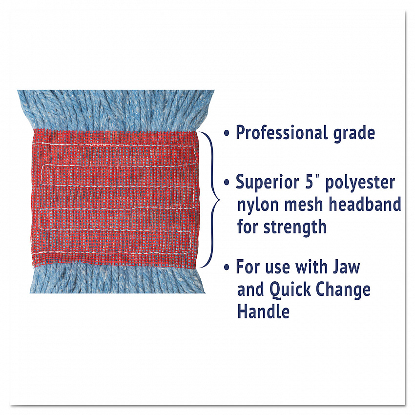 Super Loop Wet Mop Head, Cotton/Synthetic Fiber, 5" Headband, Large Size, Blue, 12/Carton (503BLCT)