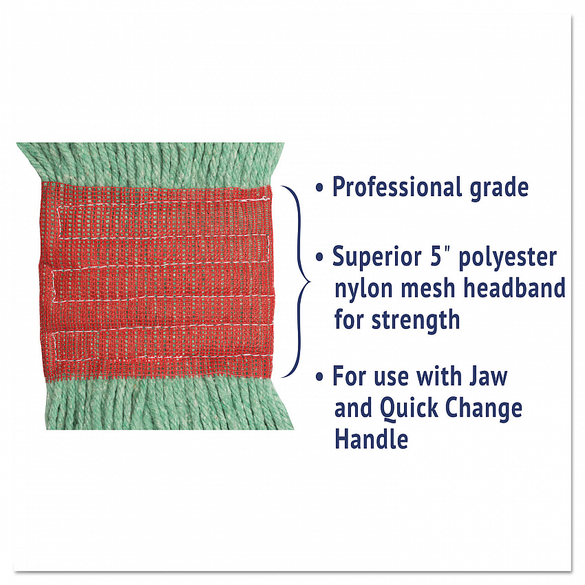 Super Loop Wet Mop Head, Cotton/Synthetic Fiber, 5" Headband, Large Size, Green (503GNEA)
