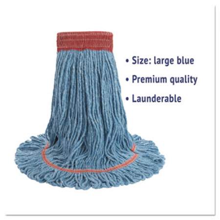 Boardwalk Super Loop Wet Mop Head, Cotton/Synthetic Fiber, 5" Headband, Large Size, Blue, 12/Carton (503BLCT)