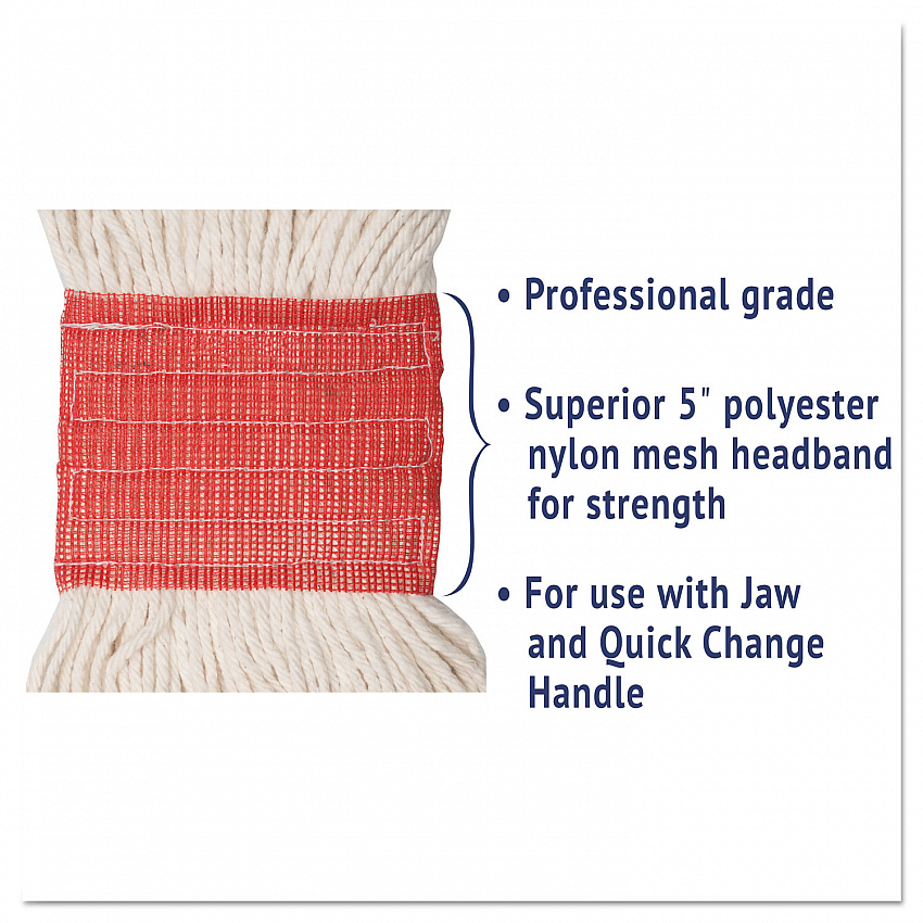 Super Loop Wet Mop Head, Cotton/Synthetic Fiber, 5" Headband, Large Size, White, 12/Carton (503WHCT)
