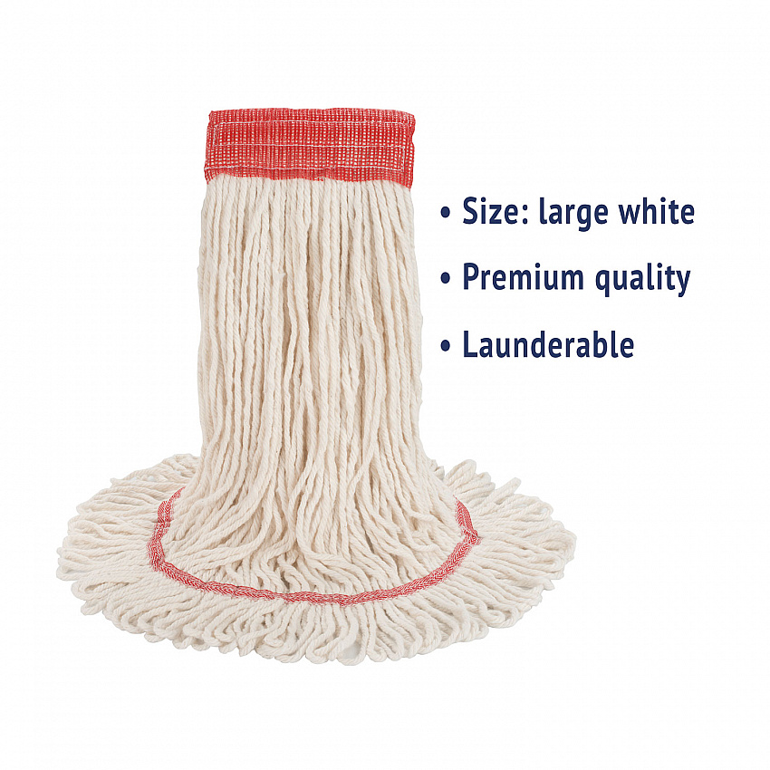 Super Loop Wet Mop Head, Cotton/Synthetic Fiber, 5" Headband, Large Size, White, 12/Carton (503WHCT)