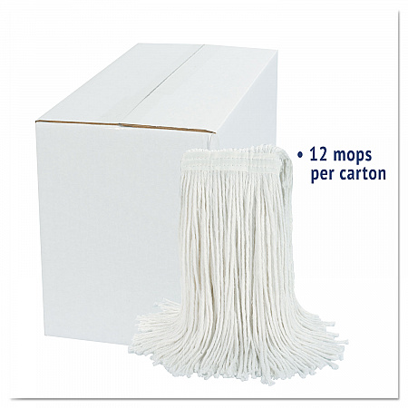 Cut-End Wet Mop Head, Rayon, #24, White, 12/Carton (2024RCT)