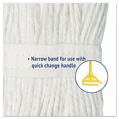 Cut-End Wet Mop Head, Cotton, #16, White, 12/Carton (2016CCT)