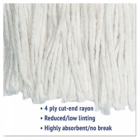 Cut-End Wet Mop Head, Rayon, #24, White, 12/Carton (2024RCT)