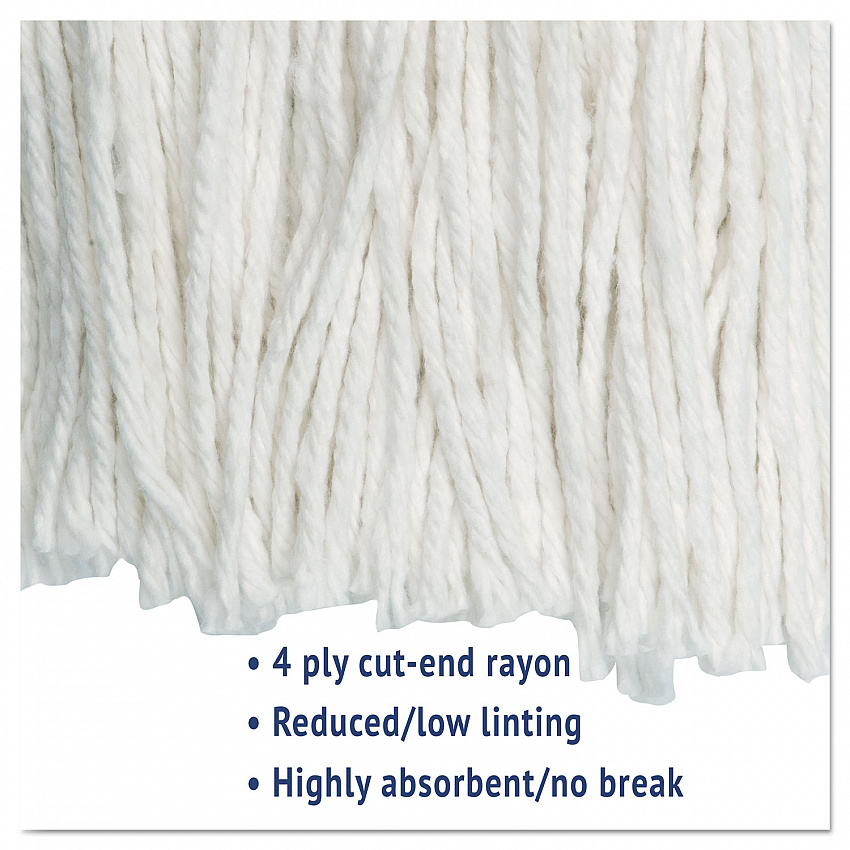 Cut-End Wet Mop Head, Rayon, #20, White (2020REA)