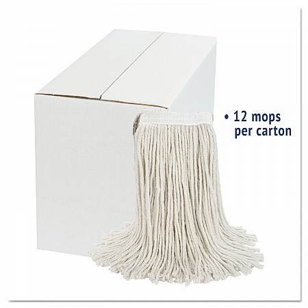 Cut-End Wet Mop Head, Cotton, White, #20, 12/Carton (2020CCT)