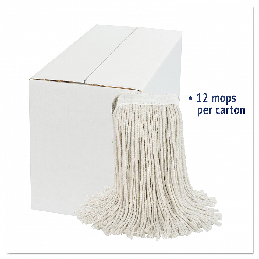 Cut-End Wet Mop Head, Cotton, White, #20, 12/Carton (2020CCT)