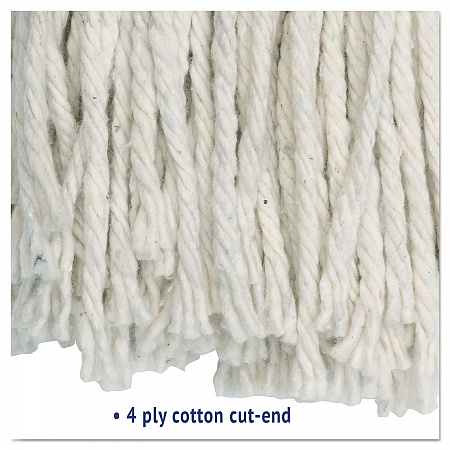 Cut-End Wet Mop Head, Cotton, #16 Size, White (2016CEA)