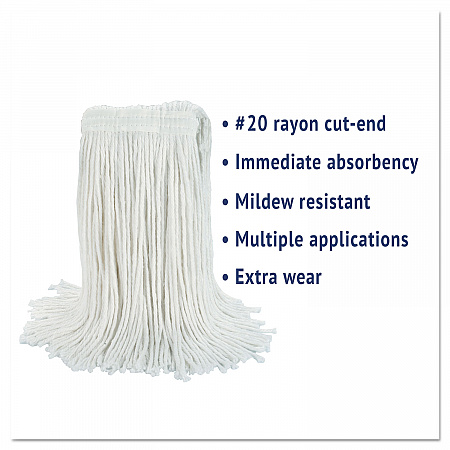 Cut-End Wet Mop Head, Rayon, #20, White, 12/Carton (2020RCT)