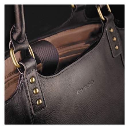 Solo Executive Leather/Poly Bucket Tote, 16", 15 1/2" x 4 3/4" x 17 1/4", Espresso (VTA8043)